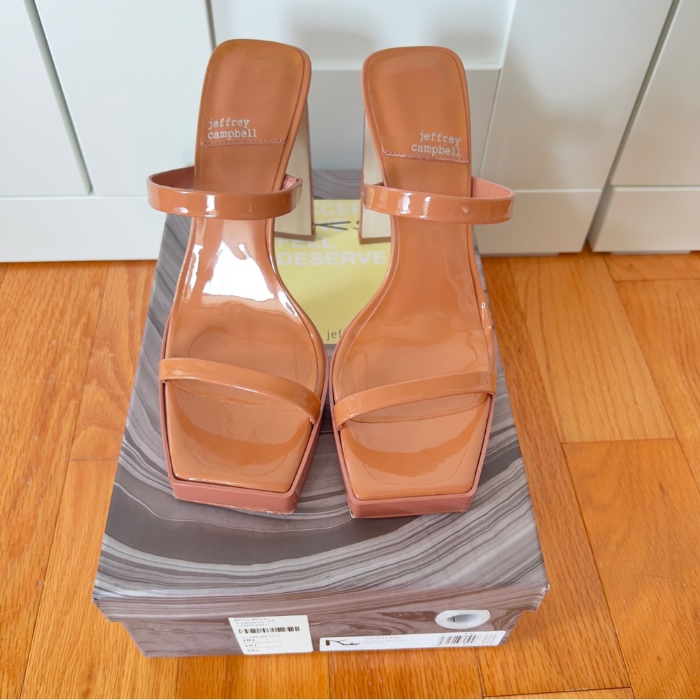 JEFFREY CAMPBELL Hustler Platform Mule in Dusty Blush Patent